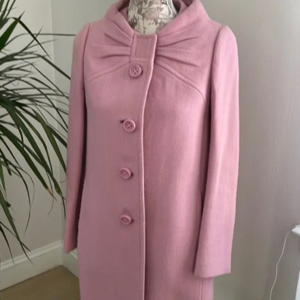 Kate Spade "Forever" Pea Coat - NWT -  Etta Pink Wool with Vintage Bow Design